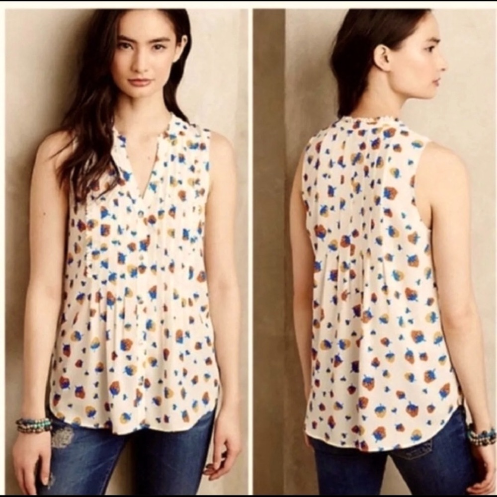 Anthropology Maeve tank strawberries/ raspberries